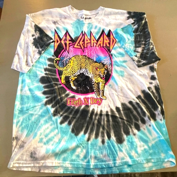 def leopard Other - Def leopard high n dry tie dye neon 100% cotton short sleeve t shirt size xl